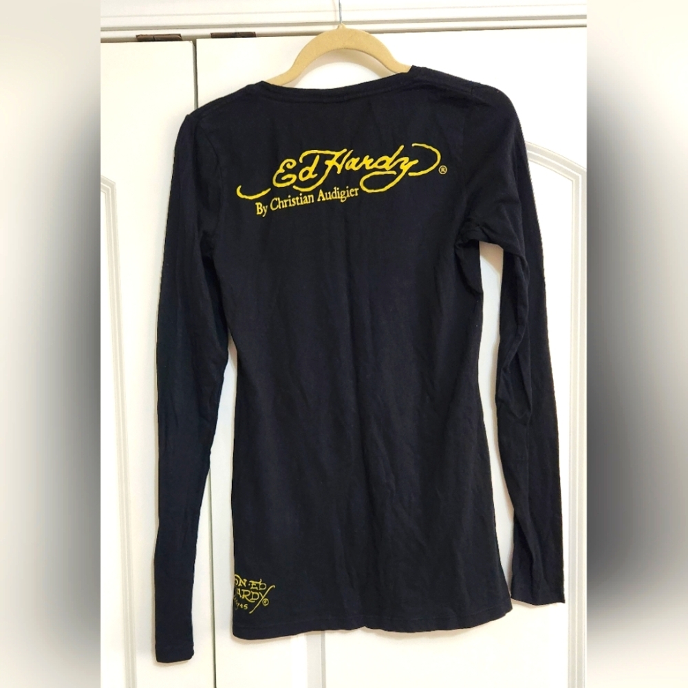 Vintage Ed Hardy Black Long Sleeve Shirt Eternal Love - Picture 2 of 3